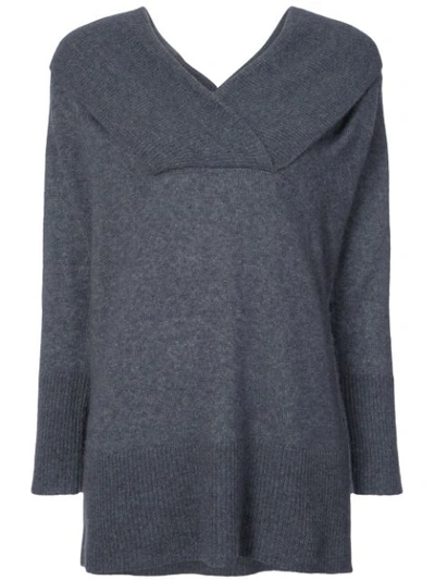 Shop Adam Lippes Off Shoulder Brushed Sweater - Blue