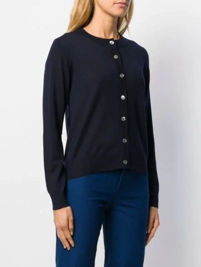 Shop Apc Marine Cardigan In Blue