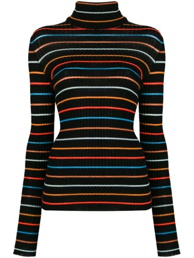 Shop Nude Striped Roll Neck Sweater - Black