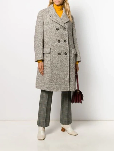 Shop Aspesi Double-breasted Midi Coat In Neutrals