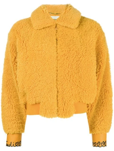 Shop Fendi Embellished Bomber Jacket In Yellow