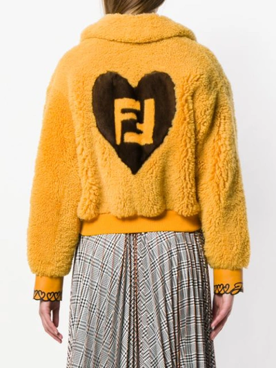 Shop Fendi Embellished Bomber Jacket In Yellow