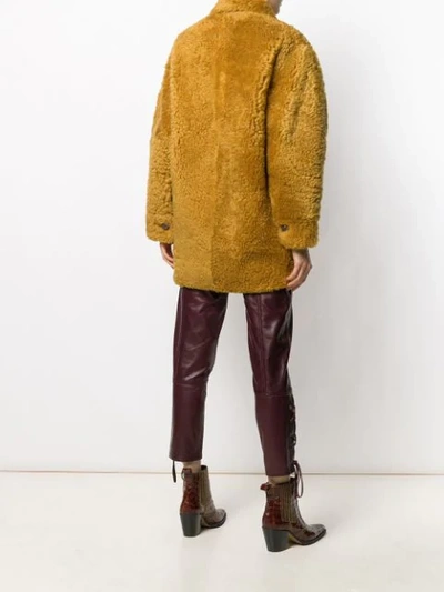 Shop Isabel Marant Sarvey Shearling Coat In 10dy Dusty Yellow