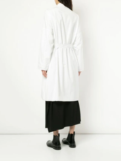 Shop Yohji Yamamoto Long-line Belted Shirt - White