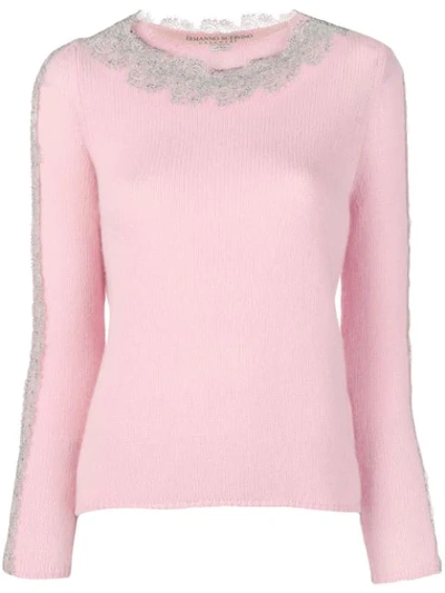 Shop Ermanno Scervino Embellished Neck Jumper In Pink