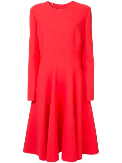 Shop Oscar De La Renta Flared Midi Dress In Carnelian