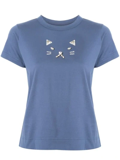 Shop Tu Es Mon Tresor Cat Bijou T-shirt In Blue