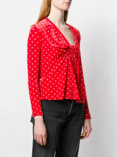 Shop Balenciaga Twinset Polka Dot Velvet Top In Red