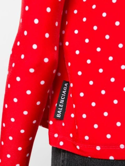 BALENCIAGA TWINSET POLKA DOT VELVET TOP - 红色