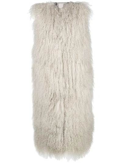 Shop Giorgio Brato Sleeveless Oversized Fur Gilet - White