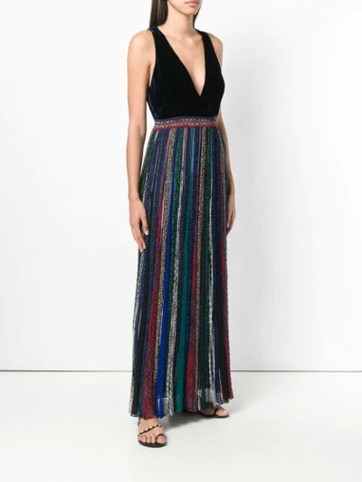 Shop Missoni Plunge Long Dress In Blue