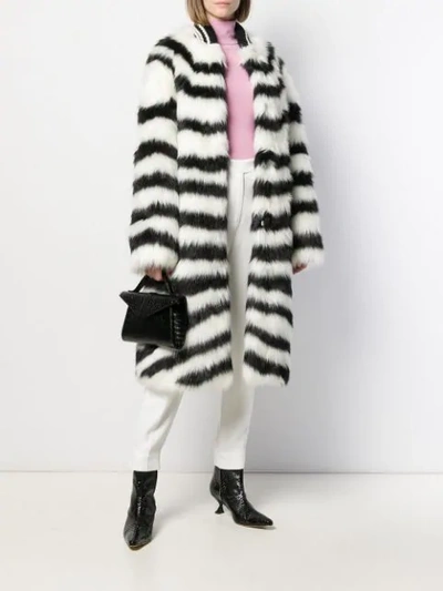 Shop Ermanno Scervino Oversized Coat In B3511 Bianco/nero