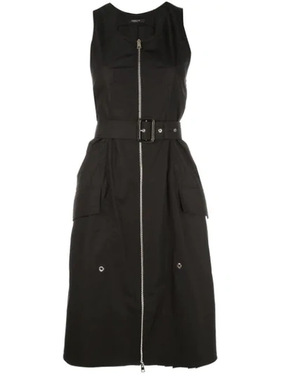 Shop Derek Lam Belted Sleeveless Dress In Black