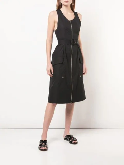 Shop Derek Lam Belted Sleeveless Dress In Black