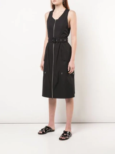 Shop Derek Lam Belted Sleeveless Dress In Black