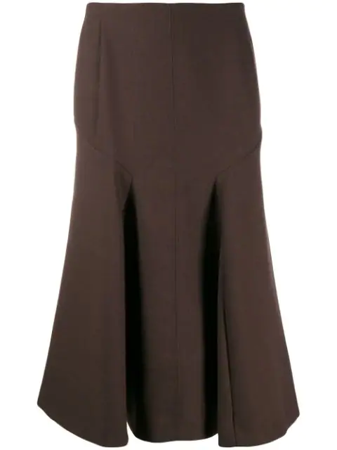 Joseph Midi Curved Skirt In Brown | ModeSens