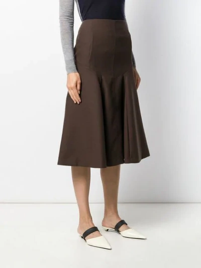 Shop Joseph Midi Curved Skirt In Brown