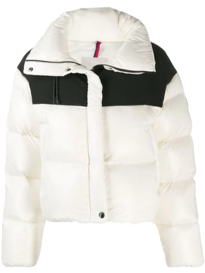 Shop Moncler Quilted Colour-block Jacket In White