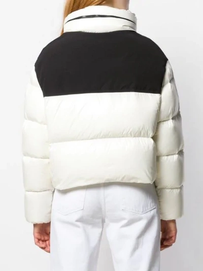 Shop Moncler Quilted Colour-block Jacket In White