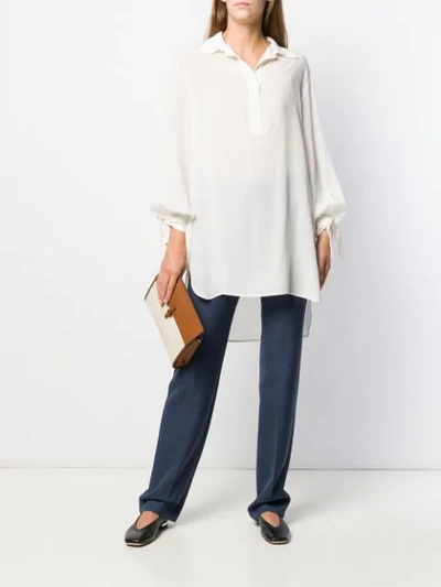 Shop Nude High-low Hem Shirt In White