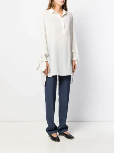 Shop Nude High-low Hem Shirt In White