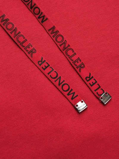 Shop Moncler Logo Drawstrings Hoodie In Red