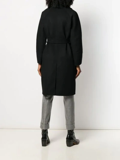 Shop P.a.r.o.s.h Belted Mid-length Coat In Black