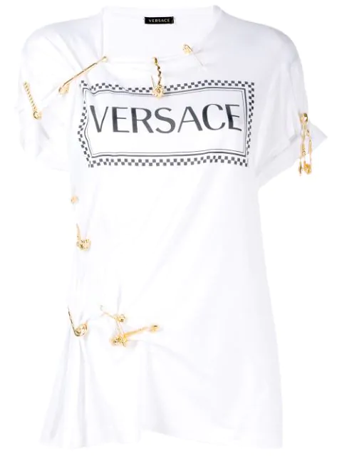 Versace Safety Pin T-shirt In White 