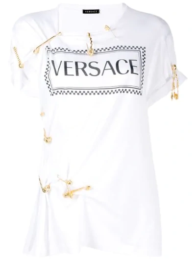 Shop Versace Safety Pin T-shirt In White