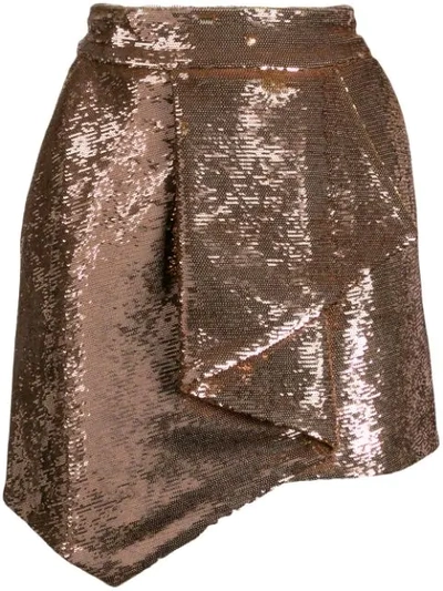 Shop Alexandre Vauthier Inverted Pleat Sequinned Mini Skirt In Gold