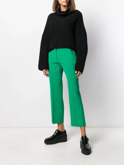 Shop Stella Mccartney Cropped Straight-leg Trousers In Green