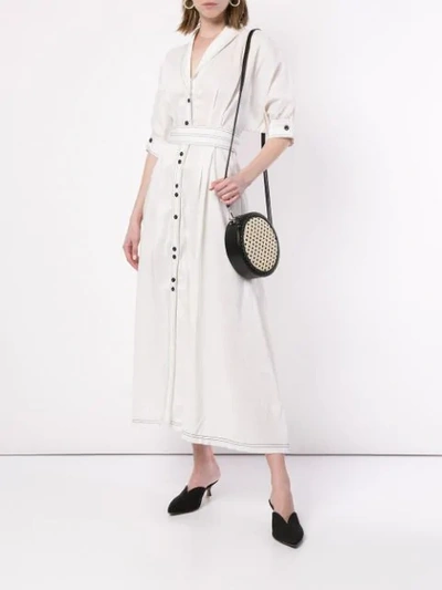Shop Aje Hudson Contrast Stitch Dress In White