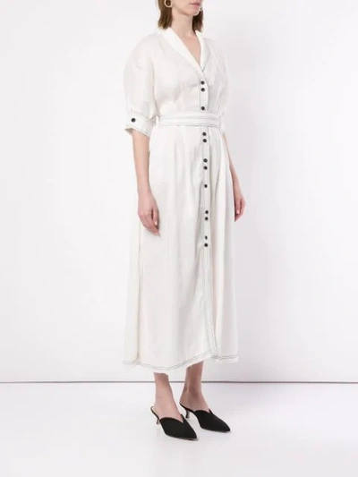 Shop Aje Hudson Contrast Stitch Dress In White