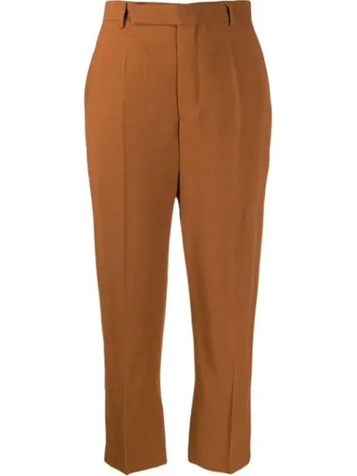 Shop Rick Owens Cropped Tailored Trousers In Brown