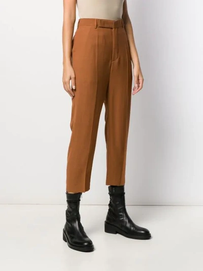 Shop Rick Owens Cropped Tailored Trousers In Brown