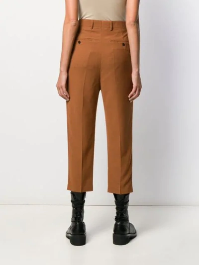 Shop Rick Owens Cropped Tailored Trousers In Brown