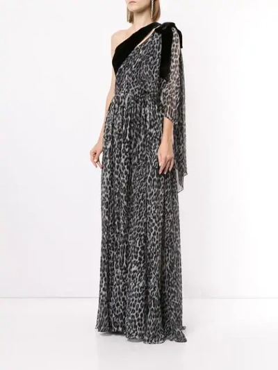 Shop Rasario Velvet-trimmed Leopard-print Gown In Black