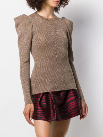 Shop P.a.r.o.s.h Metallic Ribbed Jumper In Brown