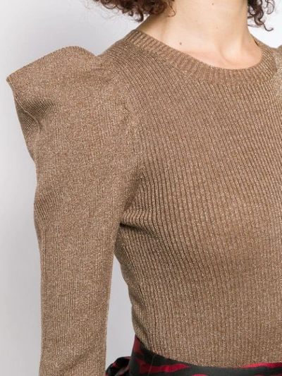 Shop P.a.r.o.s.h Metallic Ribbed Jumper In Brown