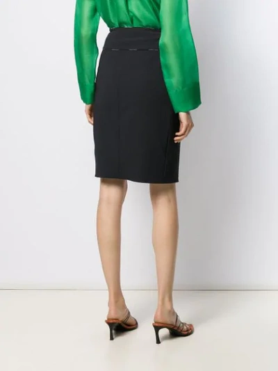Shop Elisabetta Franchi Pencil Skirt With Front Slit In 110 Nero