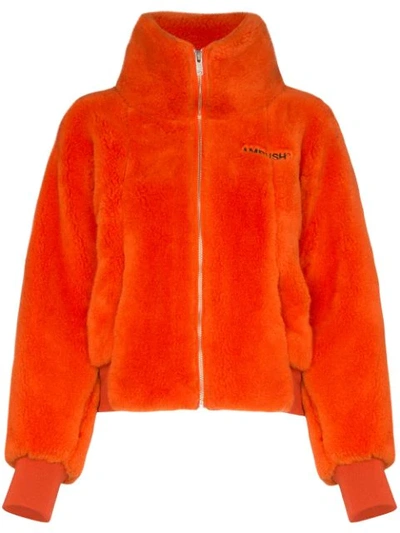 Shop Ambush Logo Embroidered Fleece Jacket In Orange