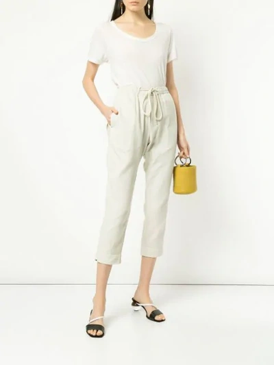 Shop Bassike Washed Herringbone Pull On Pant In White