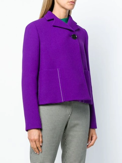 Shop Marni Single Button Cropped Jacket - Purple