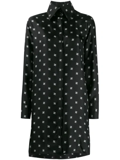 Shop Fendi Karligraphy Motif Shirt Dress In Black