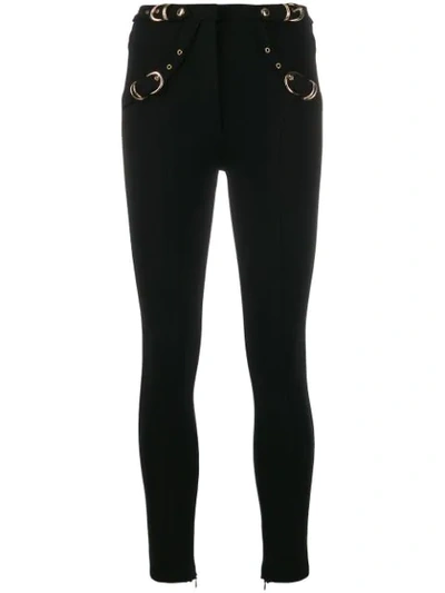 Shop Versace Jeans Couture Metallic Buckle Trousers In Black