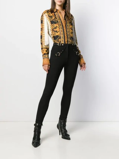 Shop Versace Jeans Couture Metallic Buckle Trousers In Black