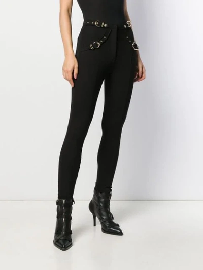 Shop Versace Jeans Couture Metallic Buckle Trousers In Black