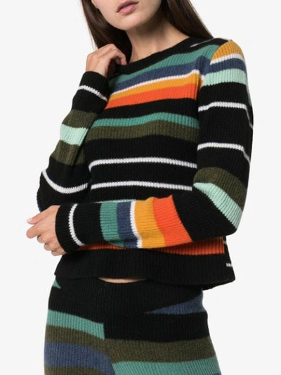 Shop The Elder Statesman Tes Striped Cashmere Top In Multicolour