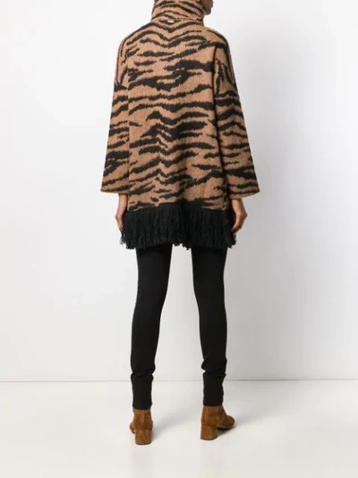 Shop Liu •jo Tiger Jacquard Cardi In U9430 Black/brown