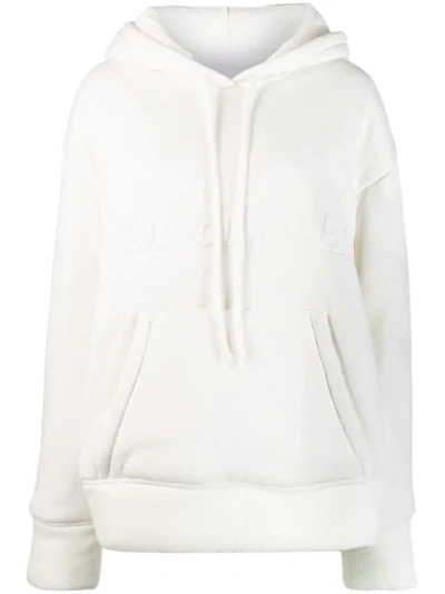 Shop Mm6 Maison Margiela Padded Logo Hoodie In 100 White